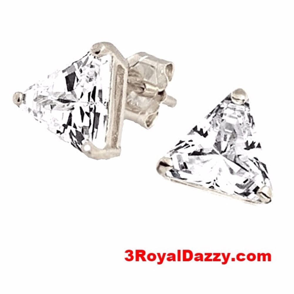 Silver Triangle Cut 1/2 ct Cz Unisex Stud …